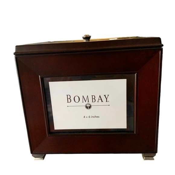 Bombay Company Art Bombay Company Mahogany Wood Phot Box 5 Sided 4x6 Holds 99 Photos Vintage